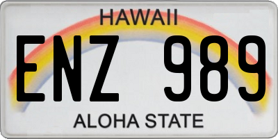 HI license plate ENZ989