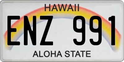 HI license plate ENZ991