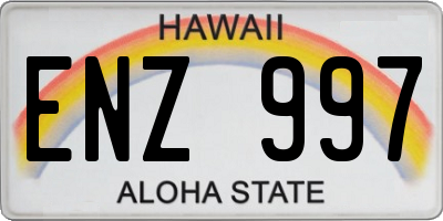 HI license plate ENZ997