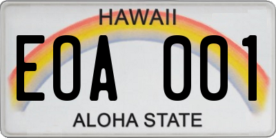 HI license plate EOA001