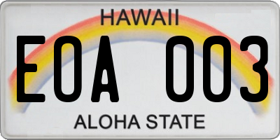 HI license plate EOA003