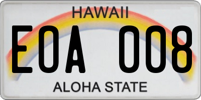 HI license plate EOA008