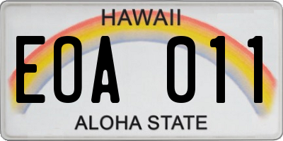 HI license plate EOA011