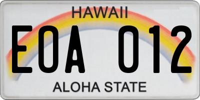 HI license plate EOA012