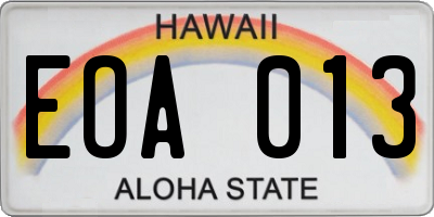 HI license plate EOA013