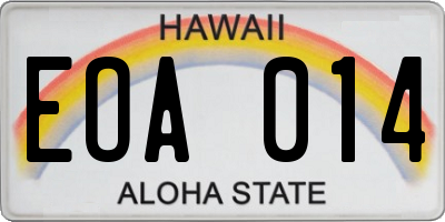 HI license plate EOA014