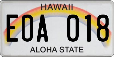 HI license plate EOA018