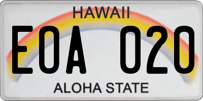 HI license plate EOA020