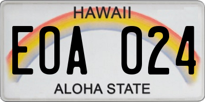 HI license plate EOA024