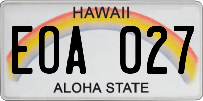 HI license plate EOA027