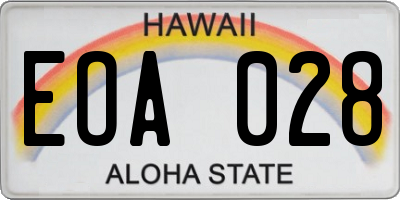 HI license plate EOA028