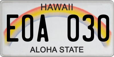 HI license plate EOA030