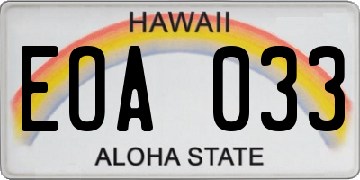 HI license plate EOA033
