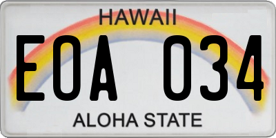 HI license plate EOA034