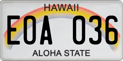 HI license plate EOA036