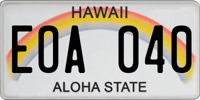 HI license plate EOA040