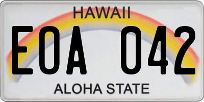 HI license plate EOA042