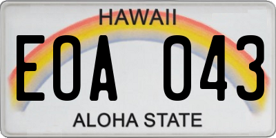HI license plate EOA043