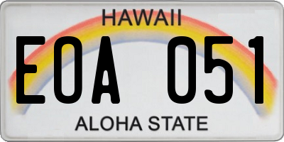 HI license plate EOA051