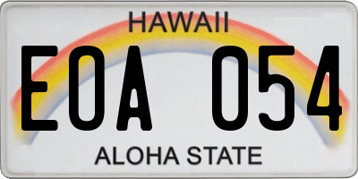 HI license plate EOA054