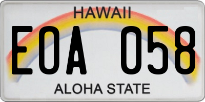 HI license plate EOA058