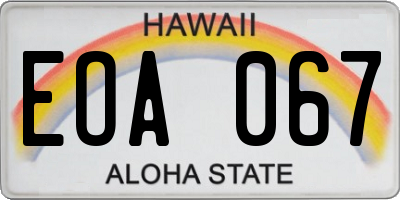 HI license plate EOA067