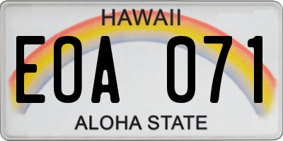 HI license plate EOA071