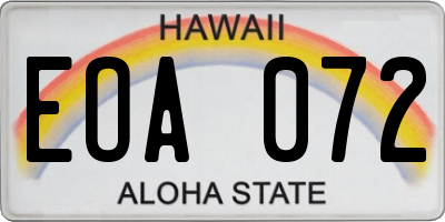 HI license plate EOA072