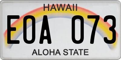 HI license plate EOA073