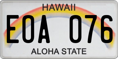 HI license plate EOA076