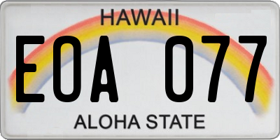HI license plate EOA077