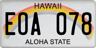 HI license plate EOA078