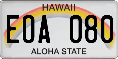 HI license plate EOA080