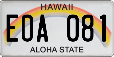 HI license plate EOA081