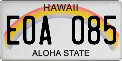 HI license plate EOA085