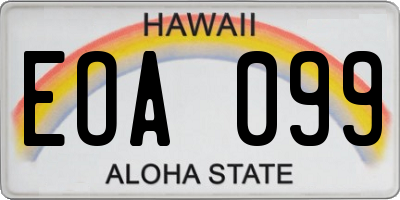 HI license plate EOA099