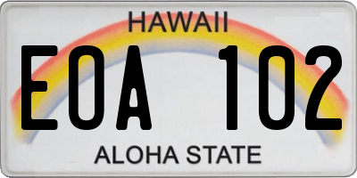 HI license plate EOA102