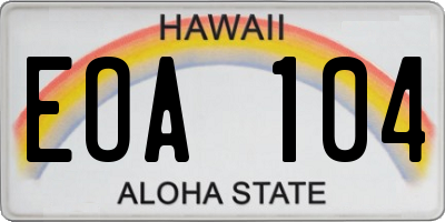 HI license plate EOA104