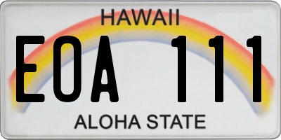 HI license plate EOA111
