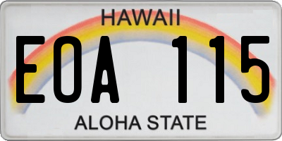 HI license plate EOA115