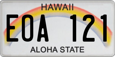 HI license plate EOA121