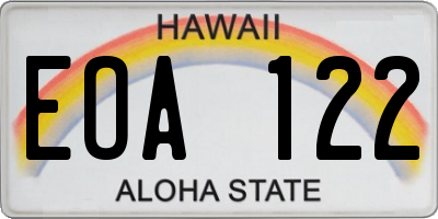 HI license plate EOA122