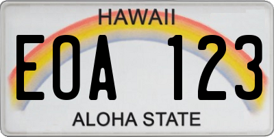 HI license plate EOA123