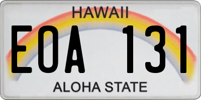 HI license plate EOA131
