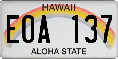 HI license plate EOA137