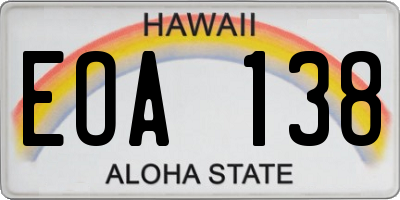 HI license plate EOA138