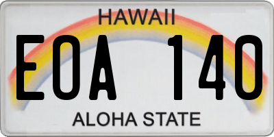HI license plate EOA140