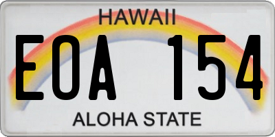 HI license plate EOA154