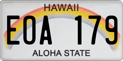 HI license plate EOA179
