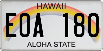 HI license plate EOA180